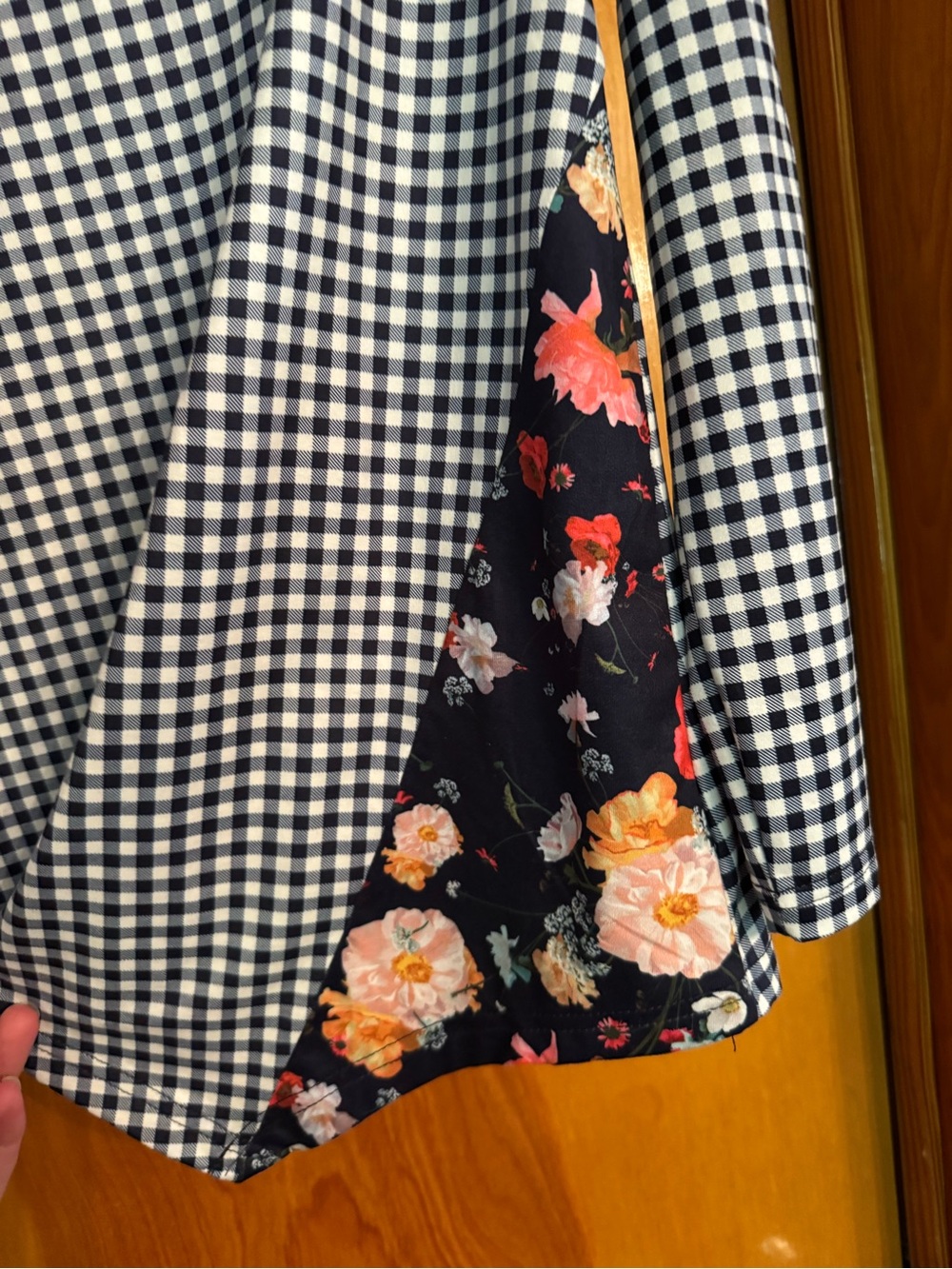 Reversible Black-and-White Gingham Jacket with Floral Lining